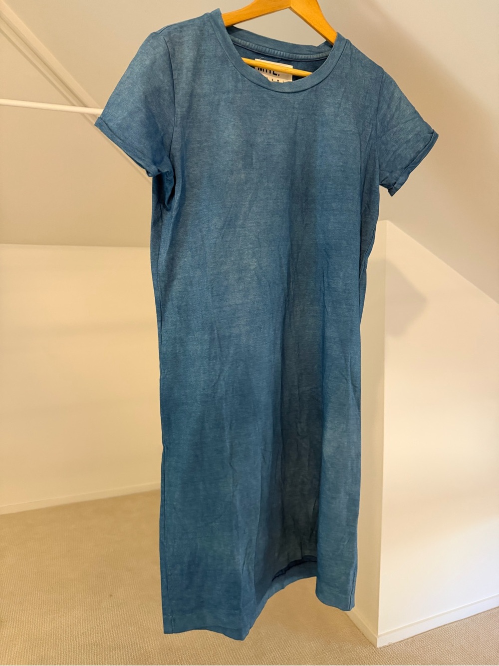 Casual Blue Short-Sleeve T-Shirt Dress